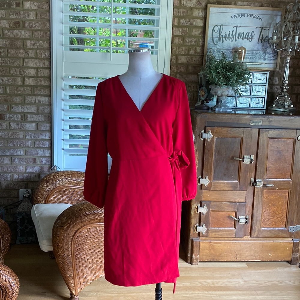 J. Crew Red Wrap Dress